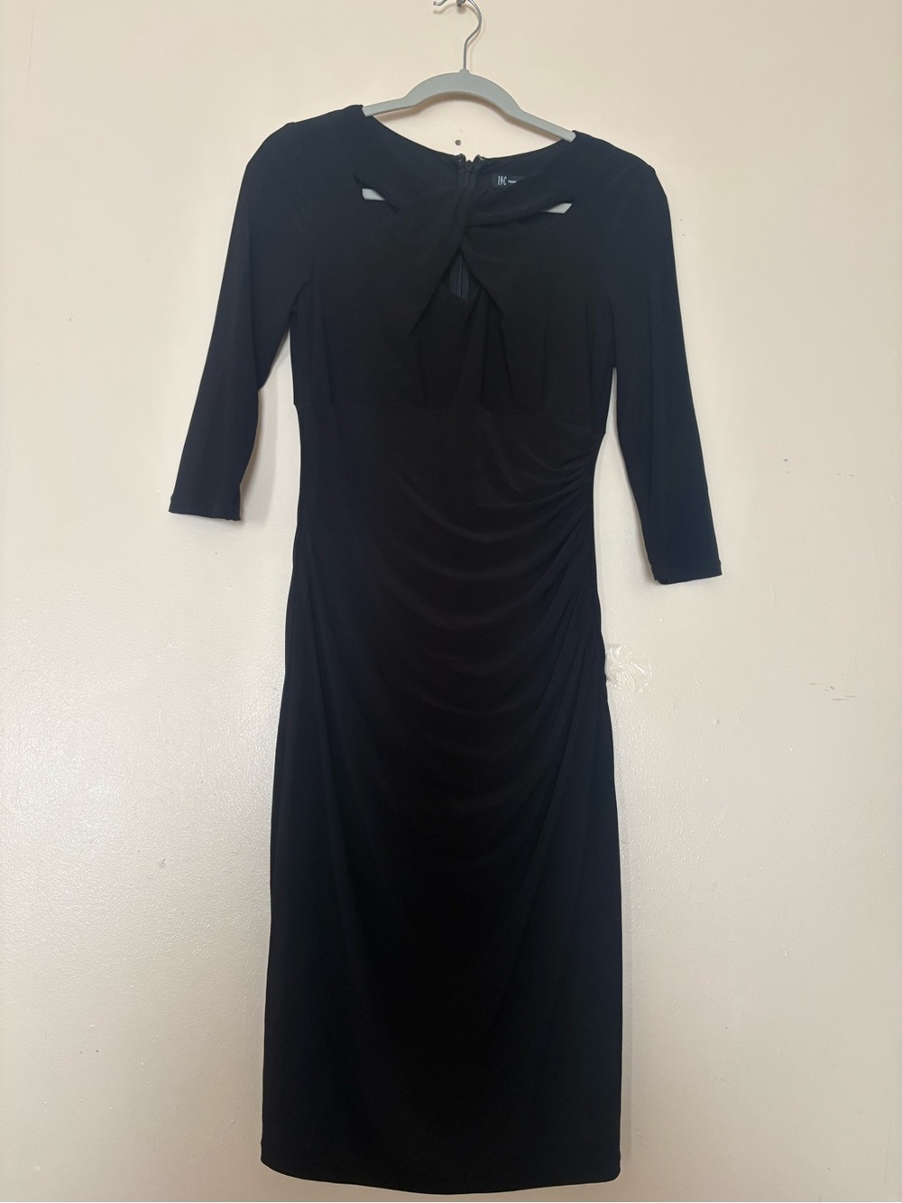INC International Concepts Black Knot-Front Midi Dress